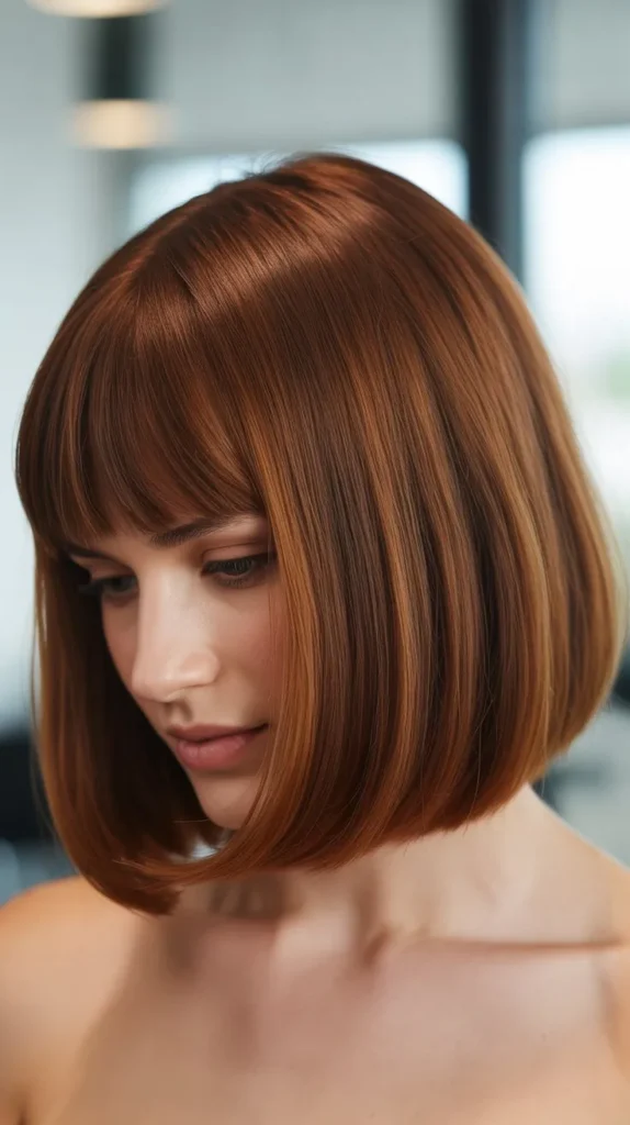  Rounded Long Bob with Full Curtain Bangs