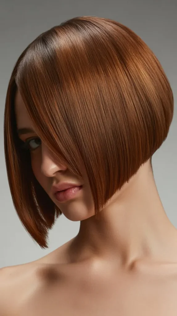 Inverted Bob with Side-Parted Curtain Bangs