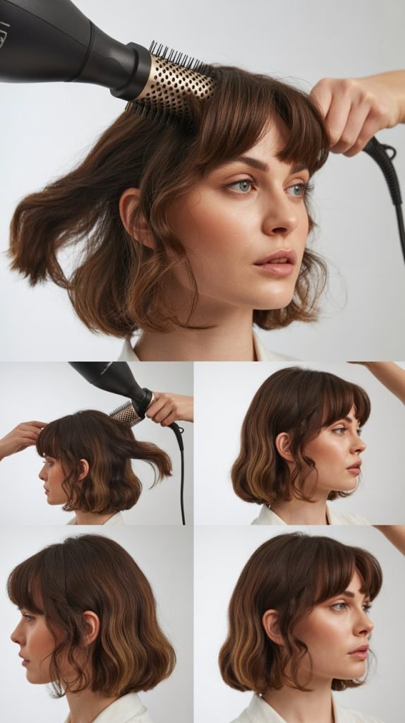 Styling the Long Bob with Curtain Bangs: Daily Routine