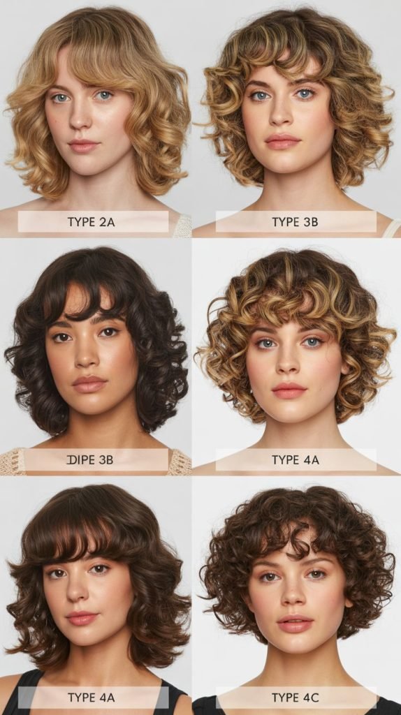 21. Long Bob with Curtain Bangs for Different Curl Types