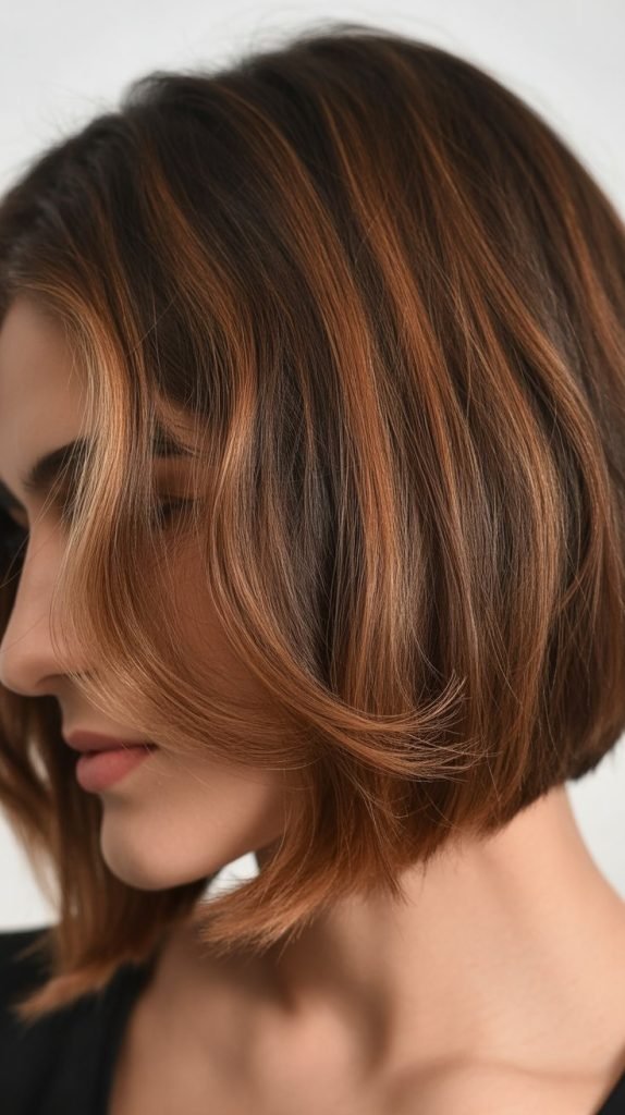 10. Ombré Highlights on Brunette Bob