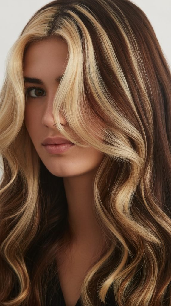 18. Peekaboo Chunky Blonde Highlights