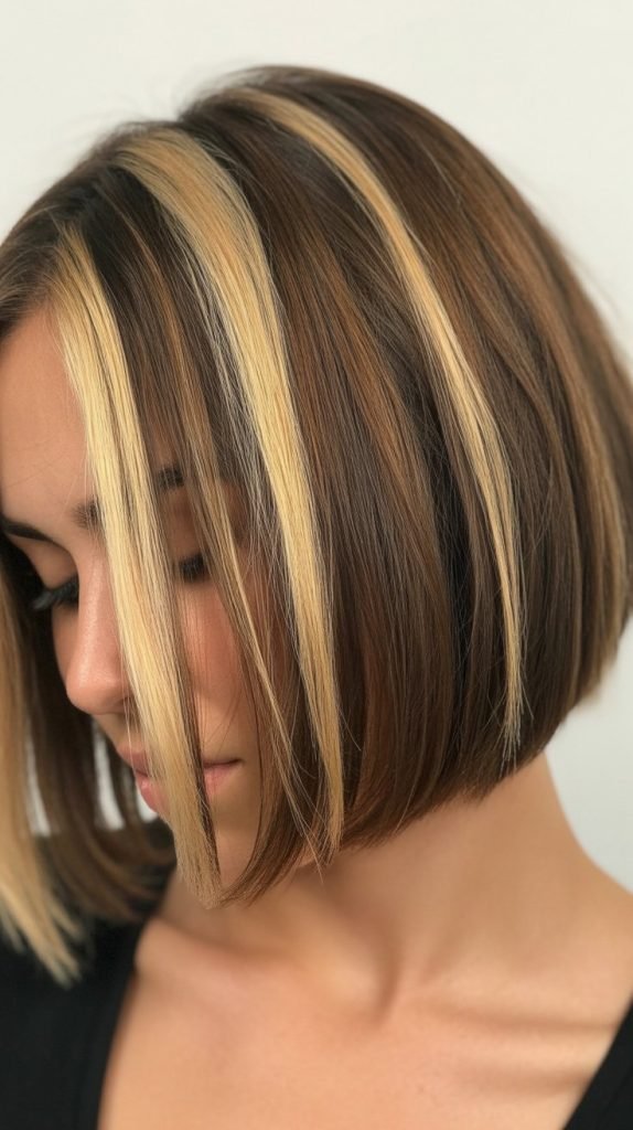 5. Chunky Blonde Highlights on Short Brown Hair