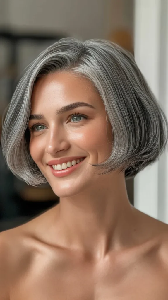 Choppy Bob with Natural Gray Blend