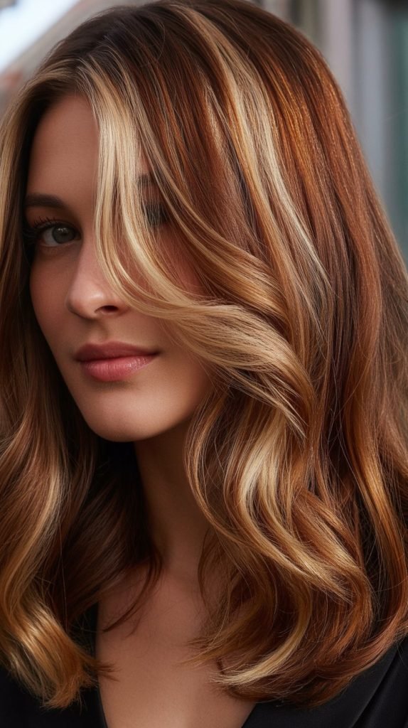 22. Ecru Blonde with Mahogany Streaks