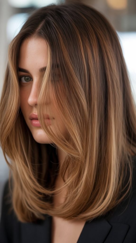 10. Long Bob with Balayage Highlights