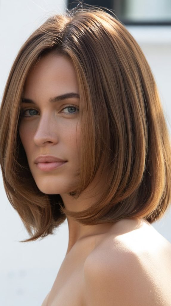 18. Soft Layered Long Bob for Thick Hair