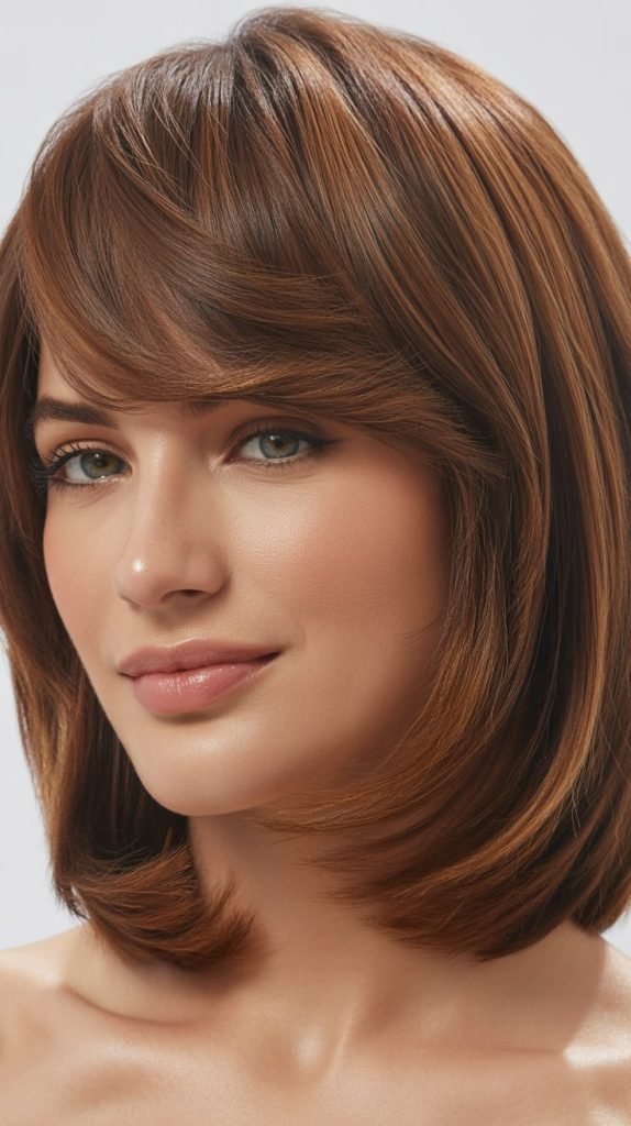 3. Soft Layered Long Bob with Side-Swept Bangs