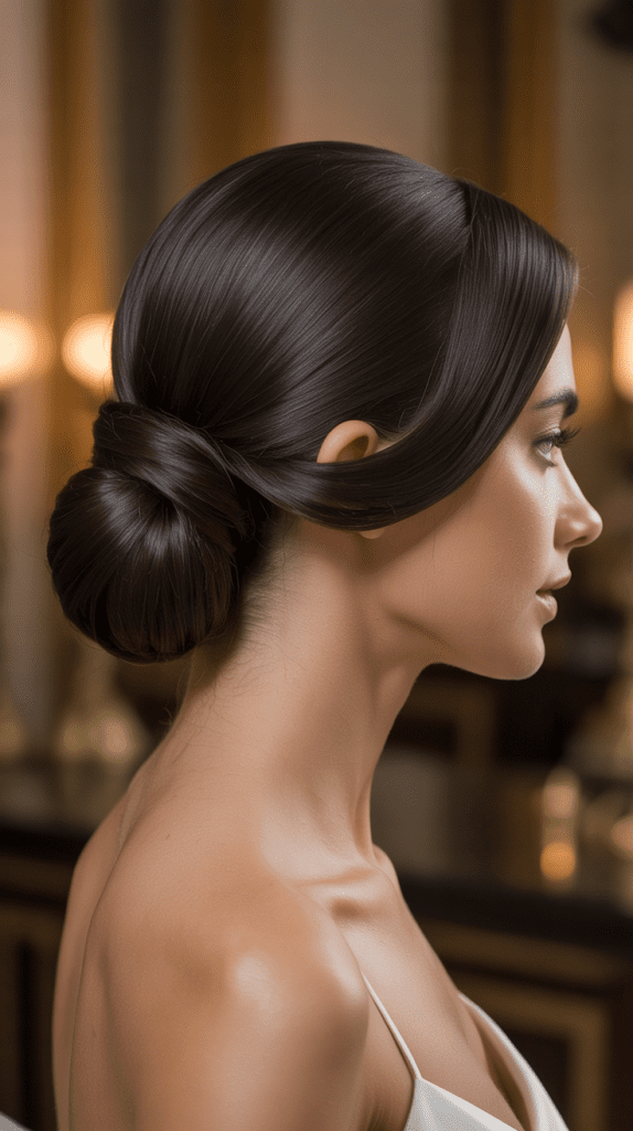 Low Chignon with Side Part