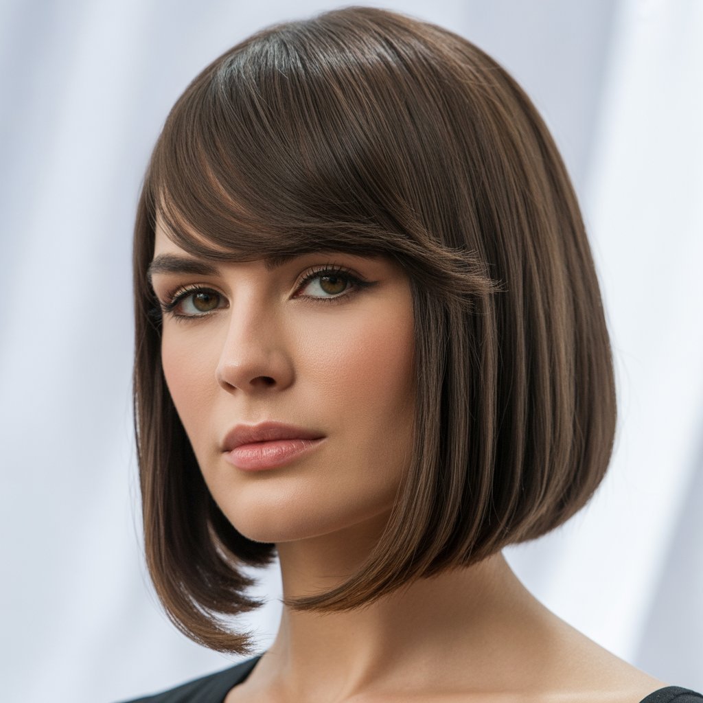 16. Long Bob with Side-Parted Curtain Bangs