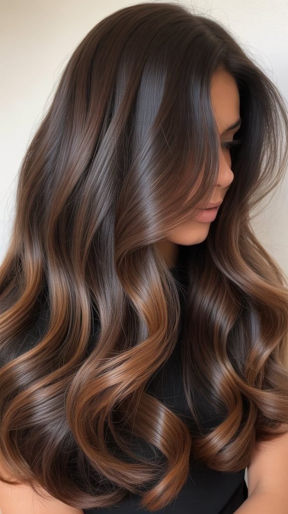 Classic Caramel Balayage on Dark Brown Hair
