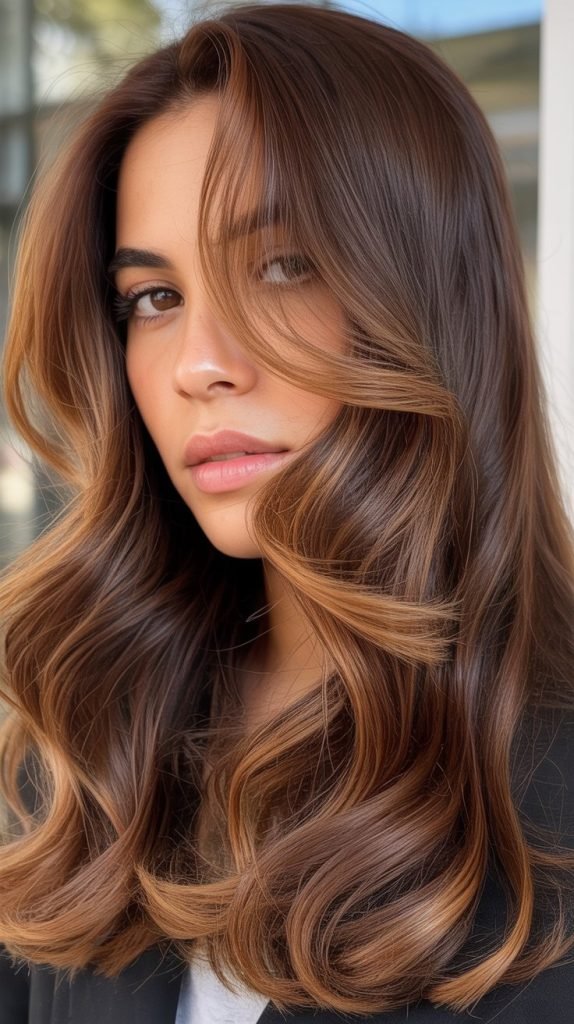 Classic Caramel Money Piece with Soft Highlights