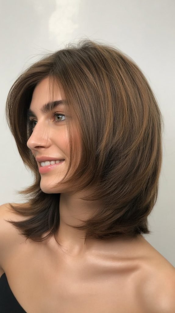 4. Voluminous Soft Layered Bob with Root Lift