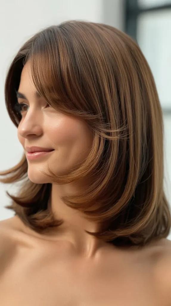Long Bob with Curtain Bangs and Face-Framing Layers