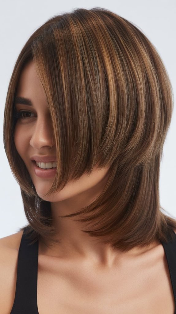 10. Inverted Long Bob with Arched Bangs