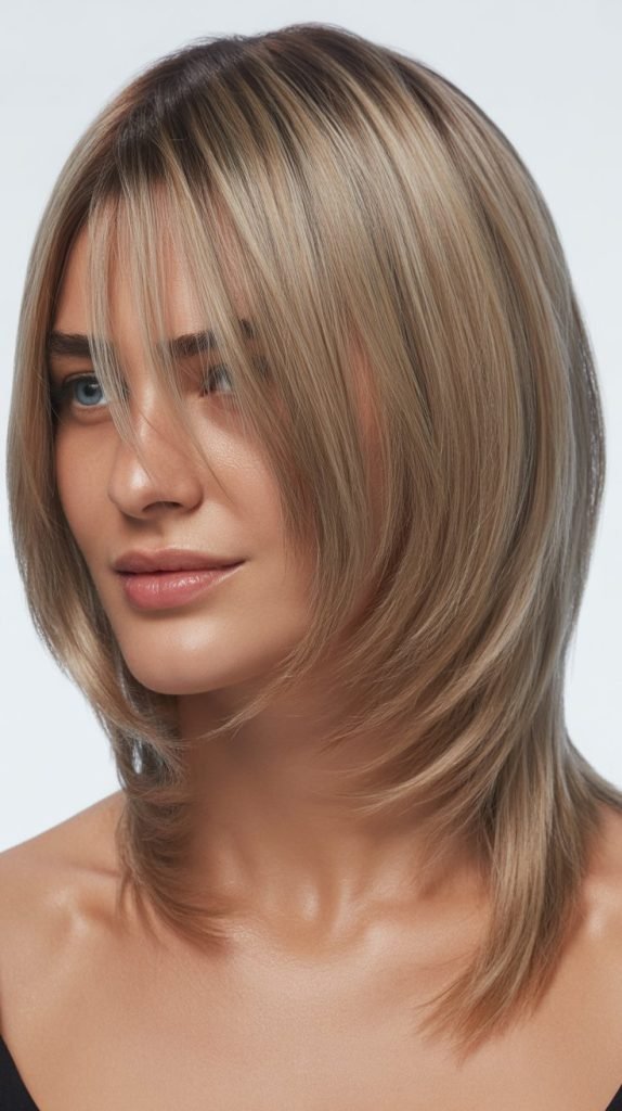 16. Inverted Long Bob with Wispy Bangs