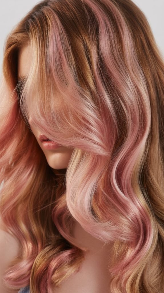 15. Champagne Rose Highlights with Cocoa Lowlights