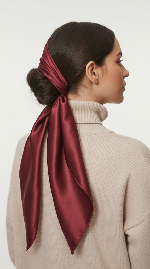1. Classic Low Bun with Scarf Wrap