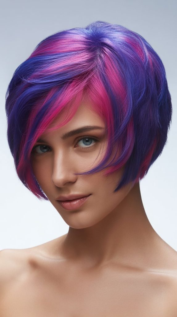 20. Stacked Bob with Vivid Fantasy Colors
