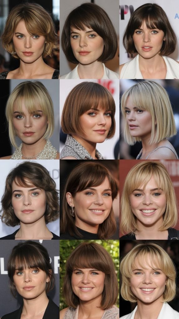 Celebrity Inspiration: Long Bobs with Bangs on Round Faces