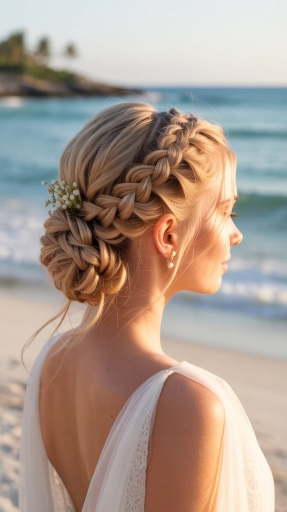 12. Braided Updo with Loose Texture