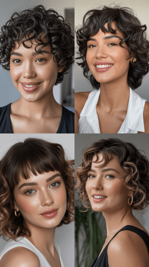  Curly Pixie With Defined Bang Section