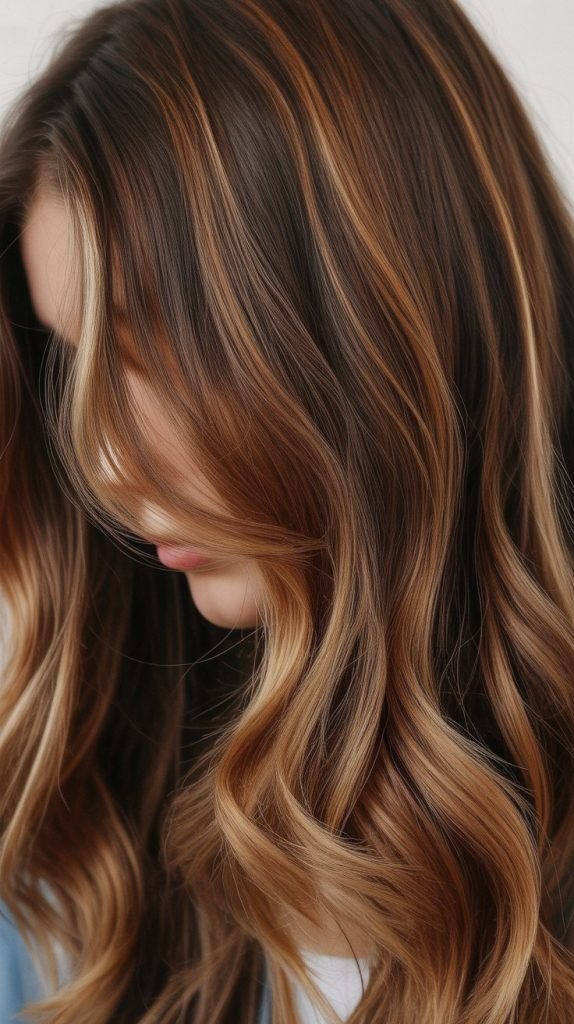 26. Caramel Highlights with Natural Root Shadow