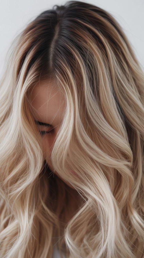 29. Blonde Highlights with Dark Roots
