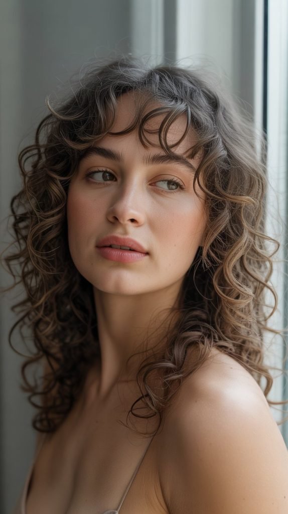  Curly Bangs and Fringe Styles for Round Faces