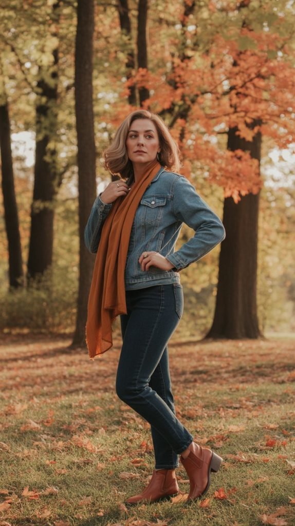4. Denim on Denim with Fall Accents
