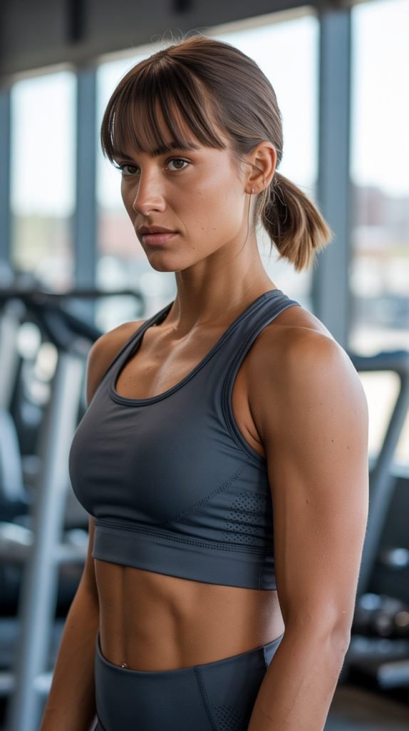  Long Bob with Curtain Bangs for Active Lifestyles