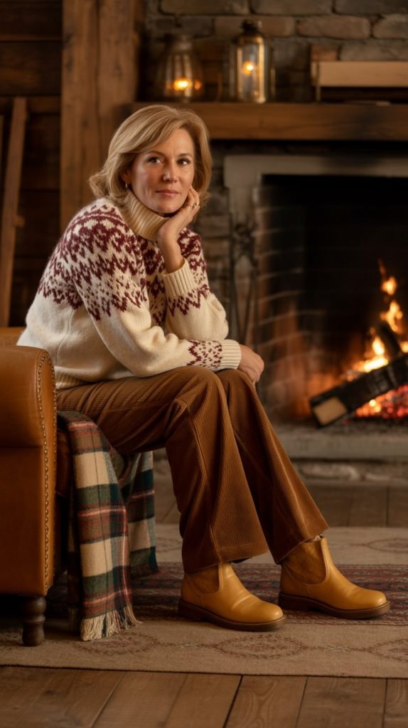 25. Fair Isle Sweater with Corduroys