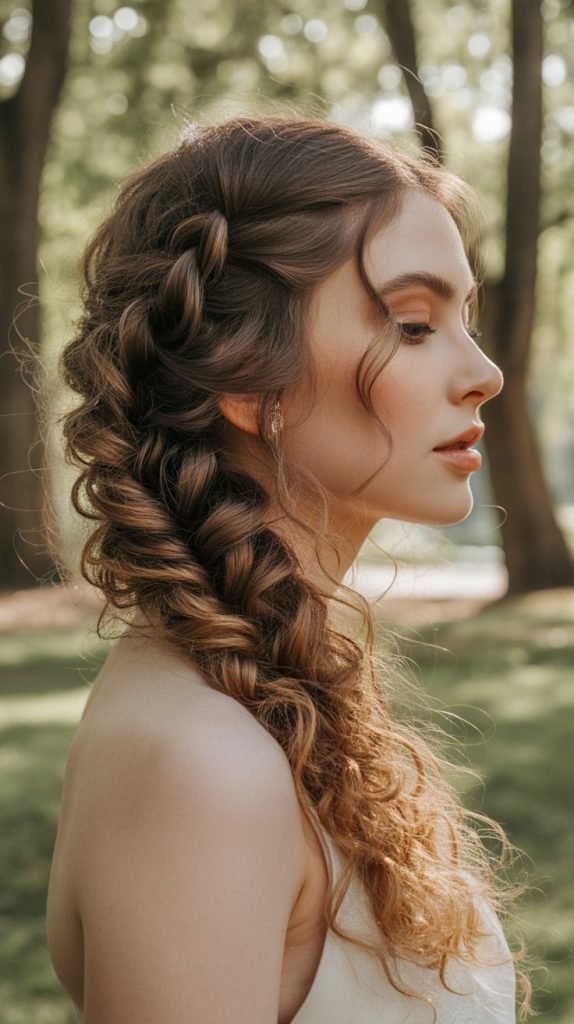 8. Waterfall Braid with Cascading Curls