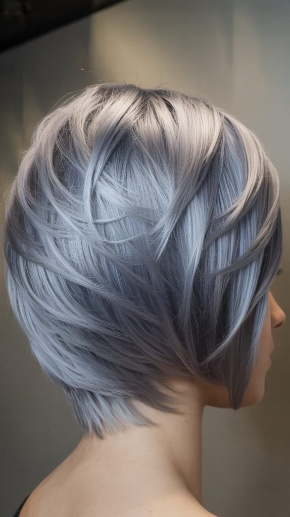 25. Stacked Bob with Silver Gray Tone