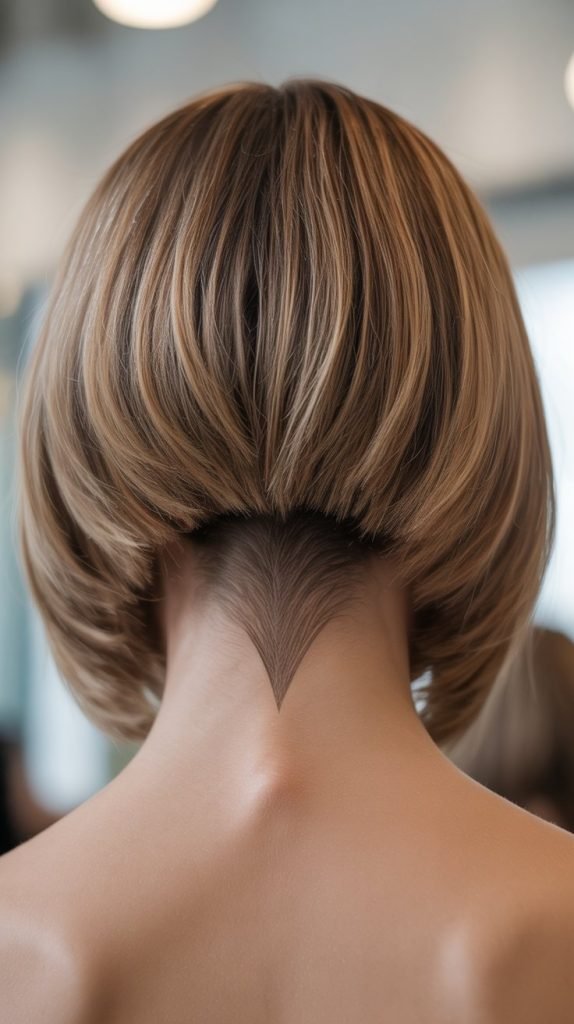 30. Soft Layered Long Bob with V-Cut Back