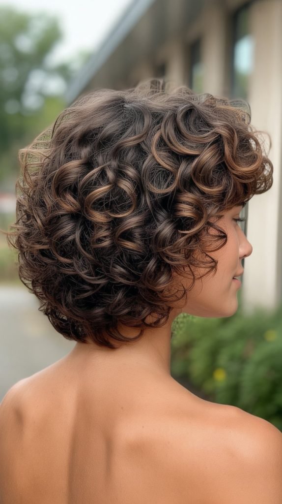8. Curly Stacked Inverted Bob