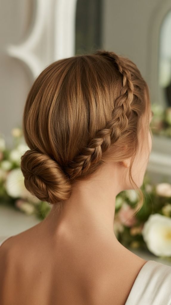 4. French Braid into Low Bun