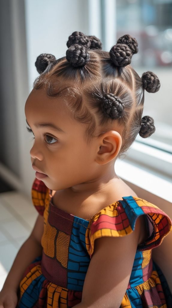 26. Bantu Knots with Cornrow Base