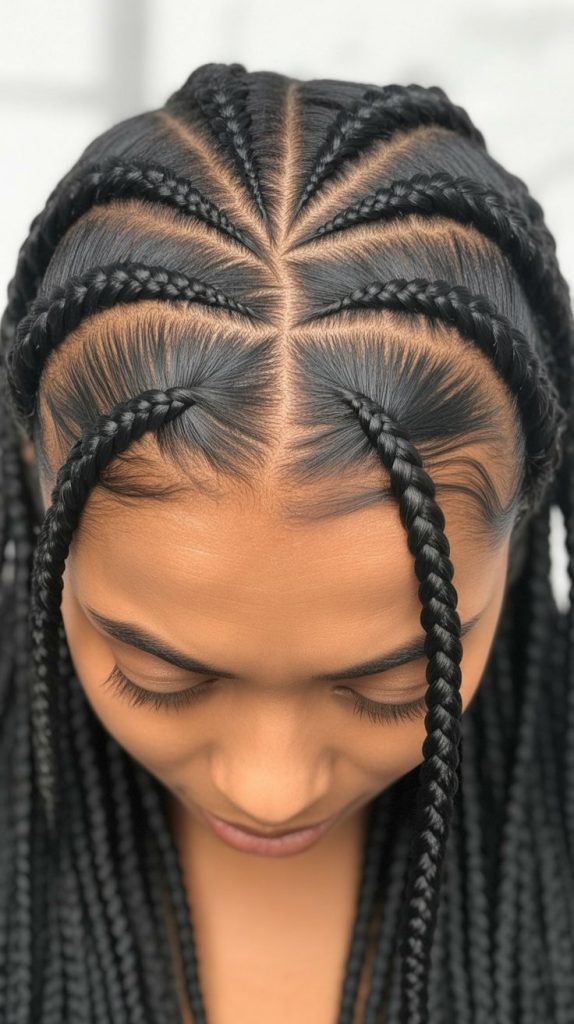 Side Part Triangle Knotless Braids