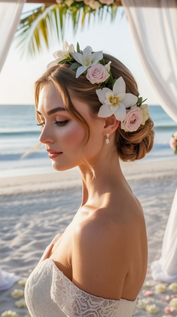 27. French Twist with Fresh Flowers