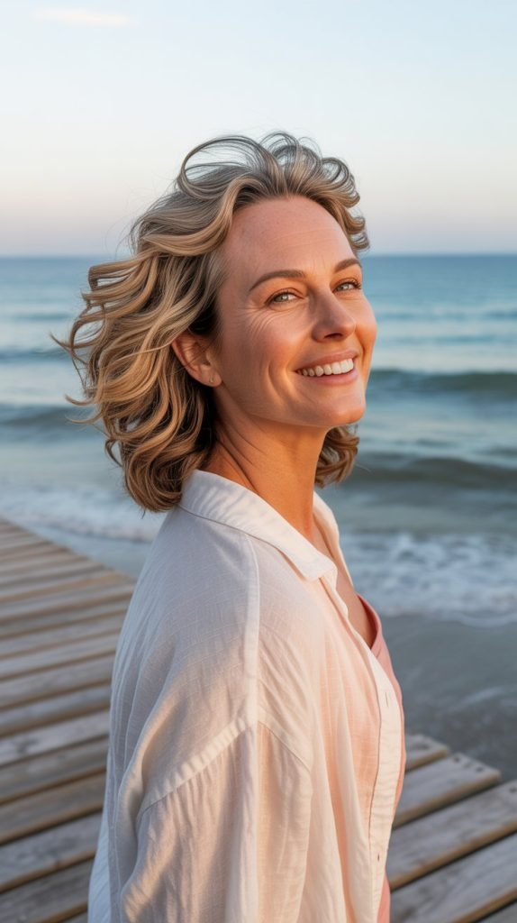 . Layered Waves with Beach Texture