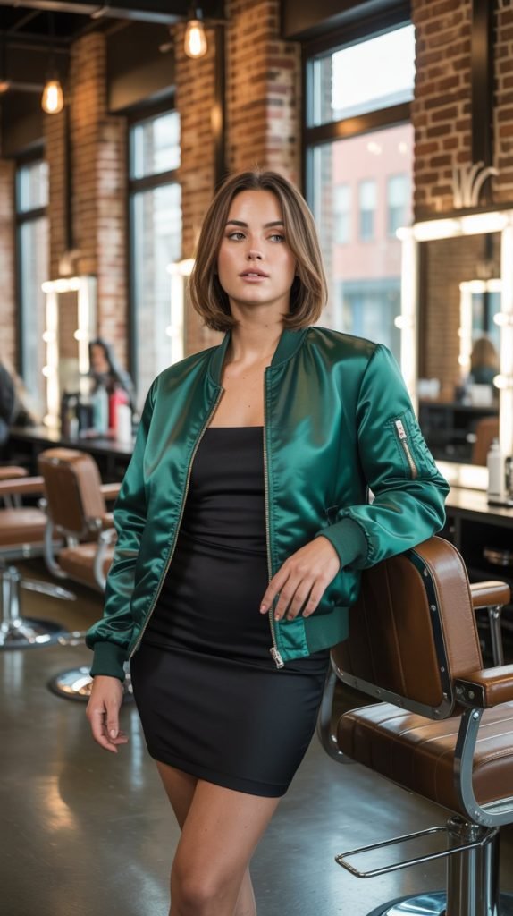 24. Bomber Jacket with Mini Dress