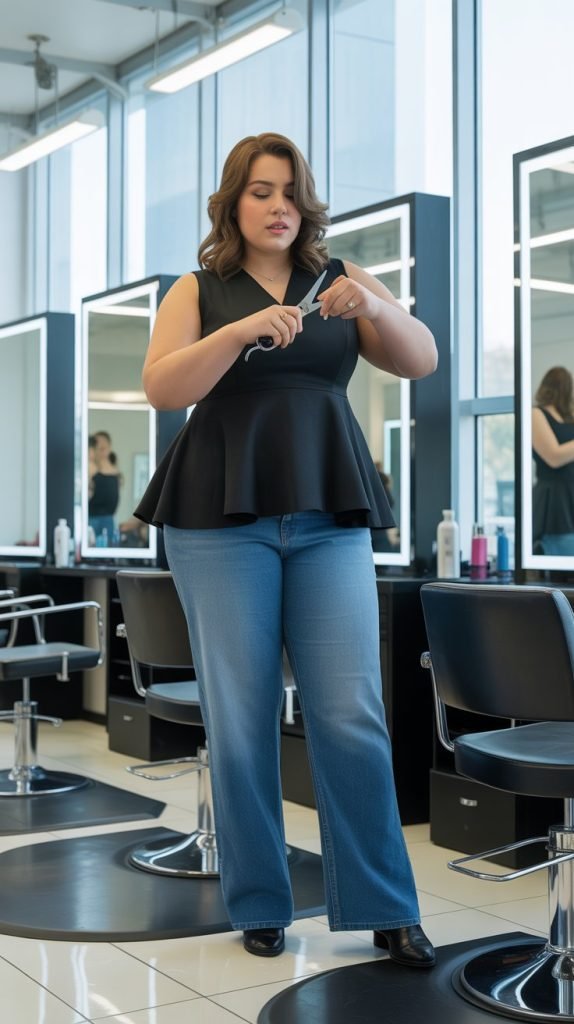 Peplum Top with Straight Jeans