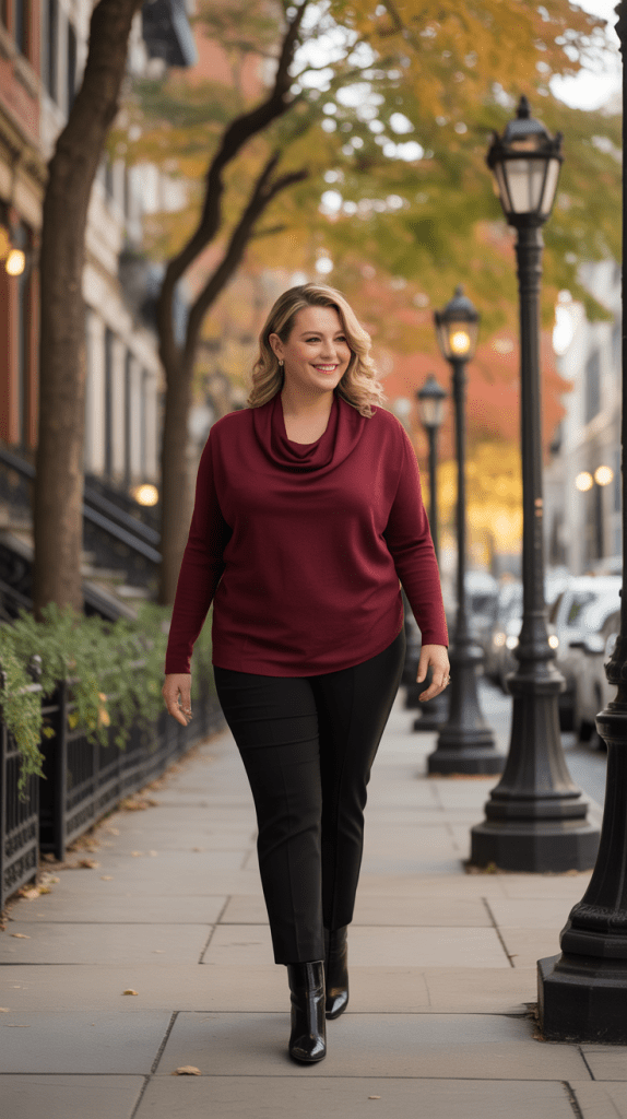  Cowl Neck Sweater with Slim Pants