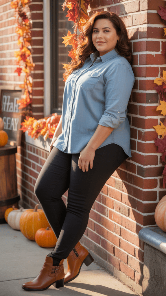 Chambray Shirt with Black Skinny Jeans