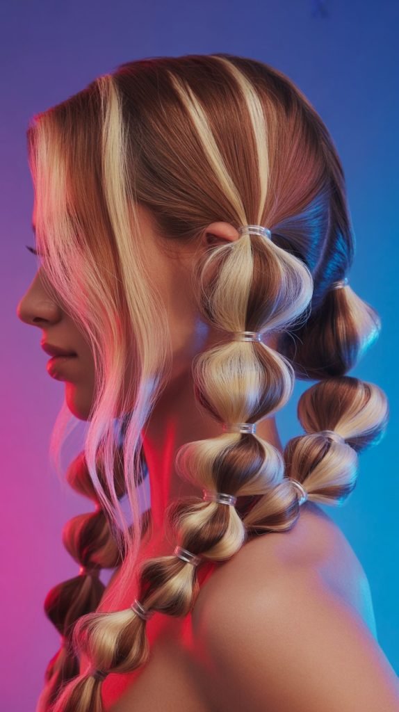 18. Bright Blonde with Bubble Braids