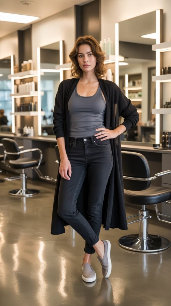 16. Long Cardigan with Basics