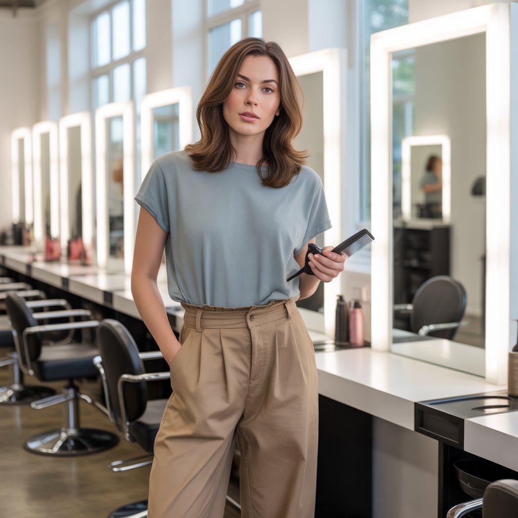 7. Paper Bag Waist Trousers with Tucked-In Tee