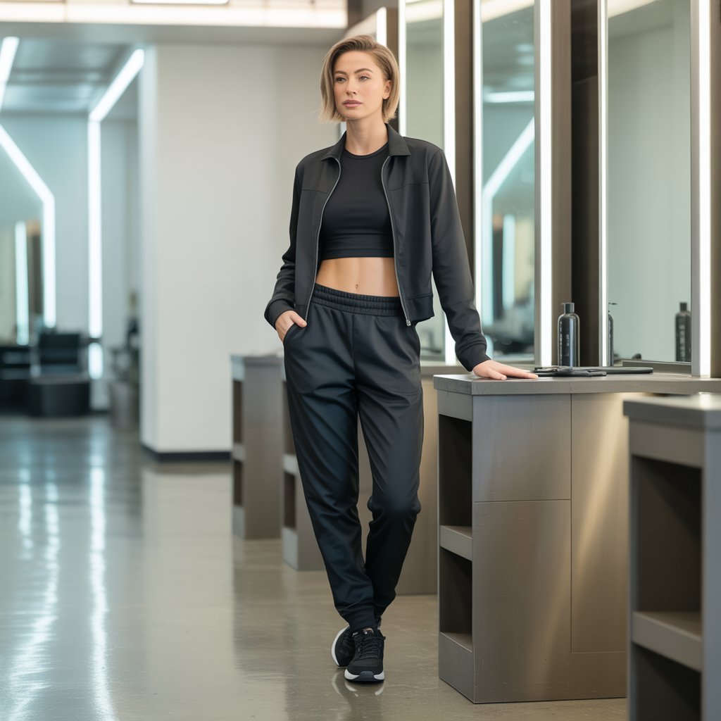 4. Jogger Pants in Technical Fabric with Crop Top