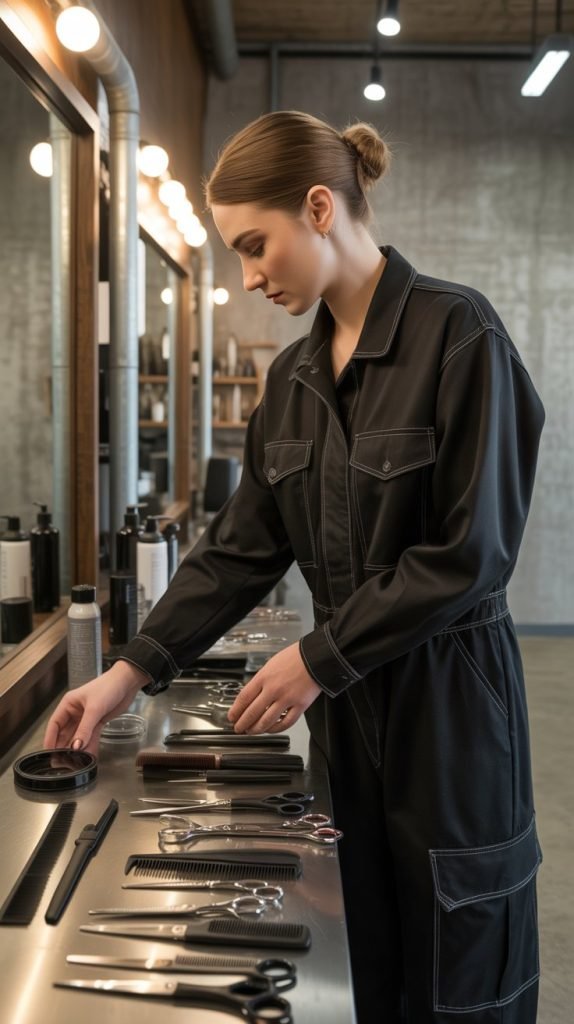 Black Utility Jumpsuit with Cargo Details